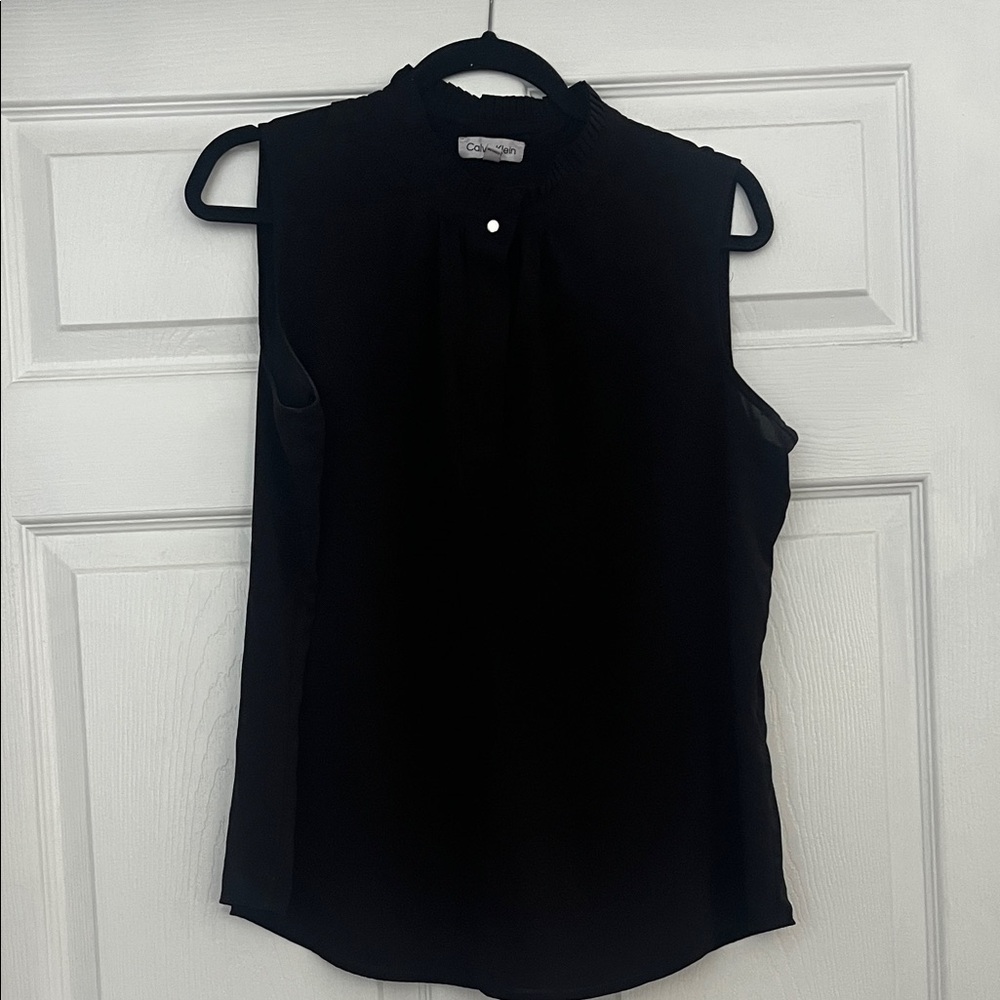 Calvin Klein Elegant Black Sleeveless Blouse